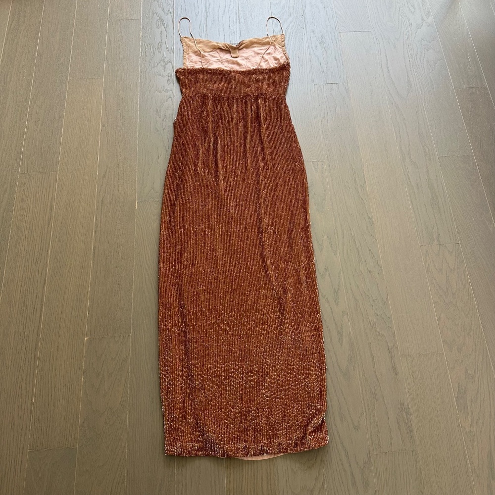 Retrofete KATYA sequin maxi dress drape gown - bronze - LARGE - with tags - Picture 3 of 11
